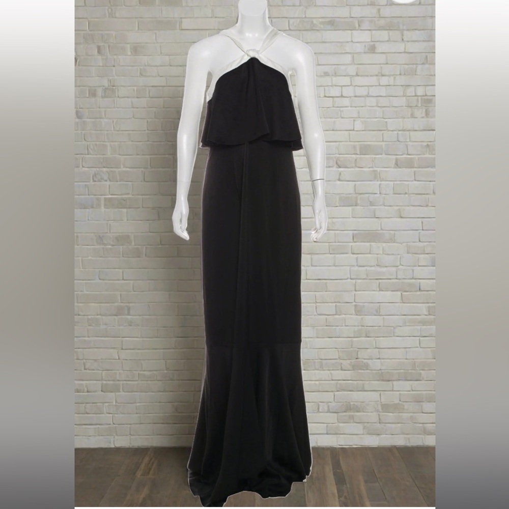 Rachel Zoe Black & White Halter Evening Gown